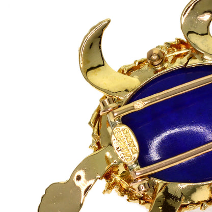 Chaumet Turtle Lapis Lazuli & Azure stone Brooch K18 Yellow Gold Ladies [Used]