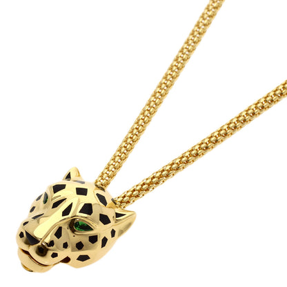 CARTIER PANTHERE Tsavorite Diamond Onyx Necklace K18 Yellow Gold Ladies [Used]