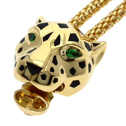 CARTIER PANTHERE Tsavorite Diamond Onyx Necklace K18 Yellow Gold Ladies [Used]