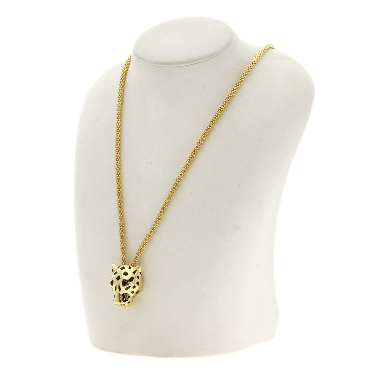 CARTIER PANTHERE Tsavorite Diamond Onyx Necklace K18 Yellow Gold Ladies [Used]