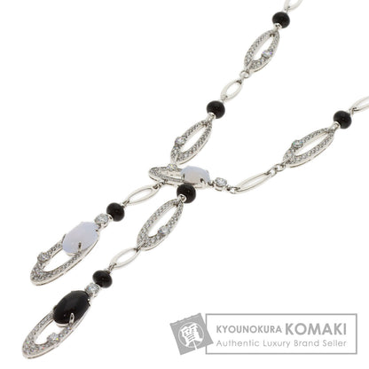 BVLGARI Elysia Onyx Chalcedony Diamond Necklace K18 White Gold Ladies [Used]