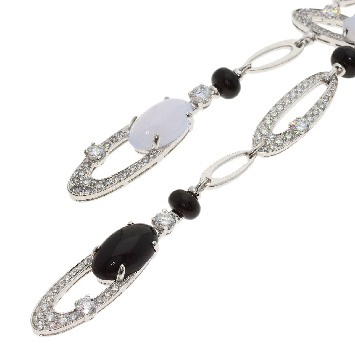 BVLGARI Elysia Onyx Chalcedony Diamond Necklace K18 White Gold Ladies [Used]