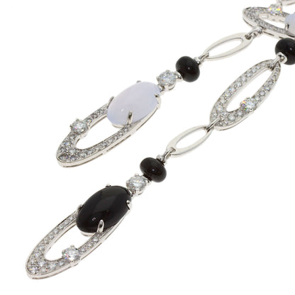 BVLGARI Elysia Onyx Chalcedony Diamond Necklace K18 White Gold Ladies [Used]