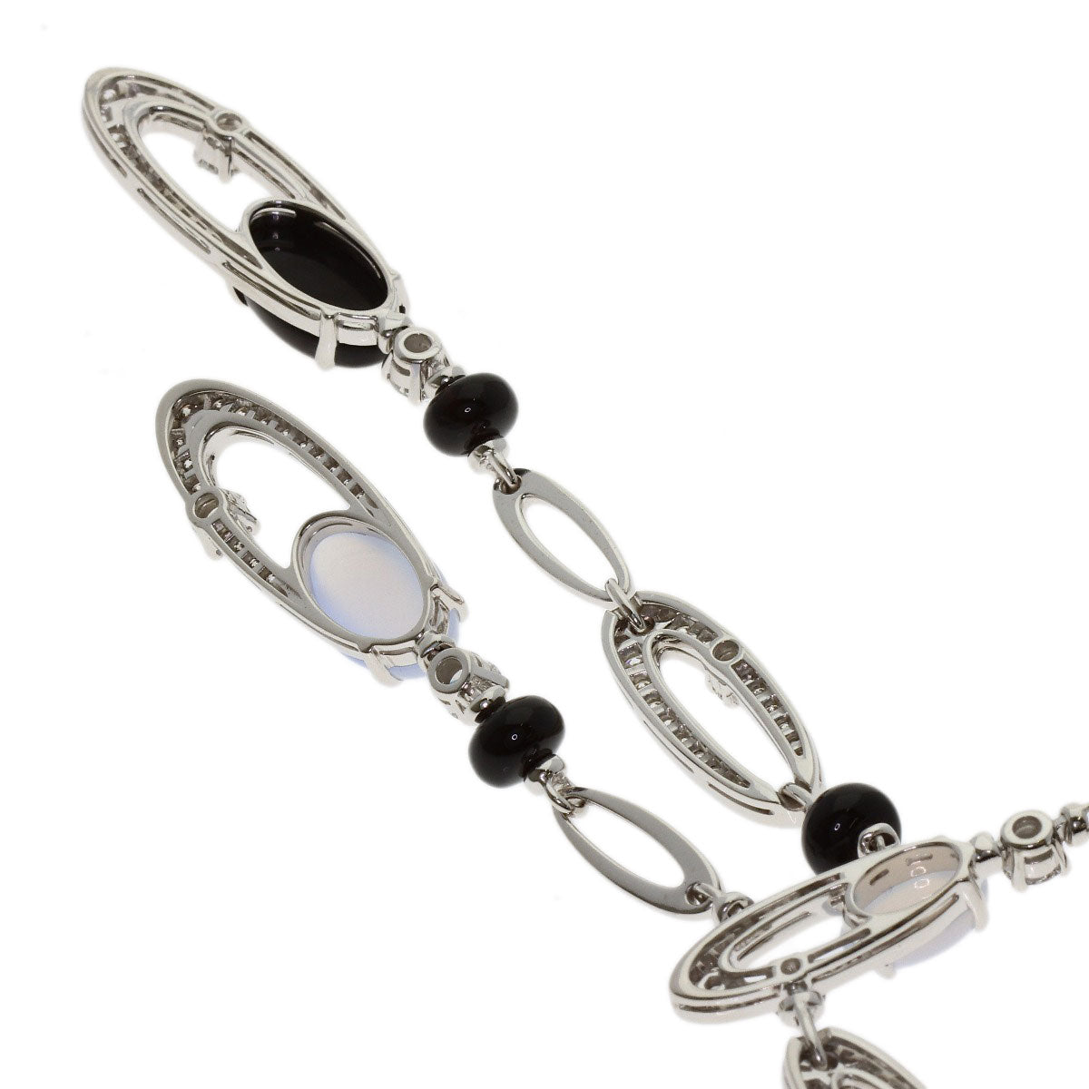 BVLGARI Elysia Onyx Chalcedony Diamond Necklace K18 White Gold Ladies [Used]