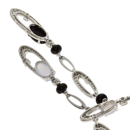 BVLGARI Elysia Onyx Chalcedony Diamond Necklace K18 White Gold Ladies [Used]