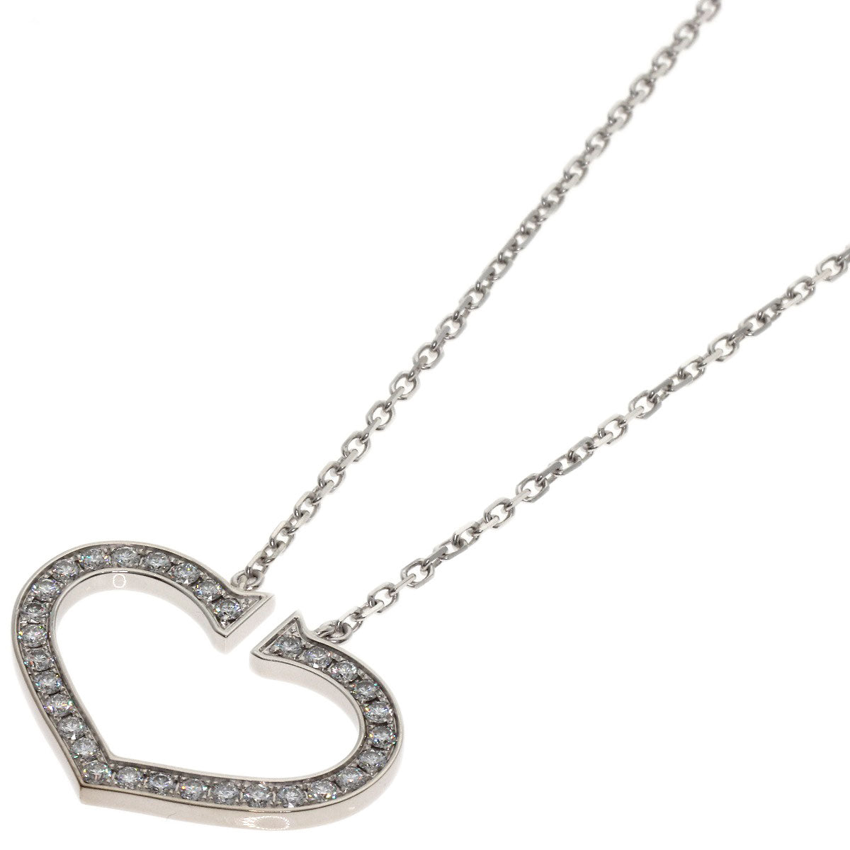CARTIER C Heart Large Diamond Necklace K18 White Gold Ladies [Used]