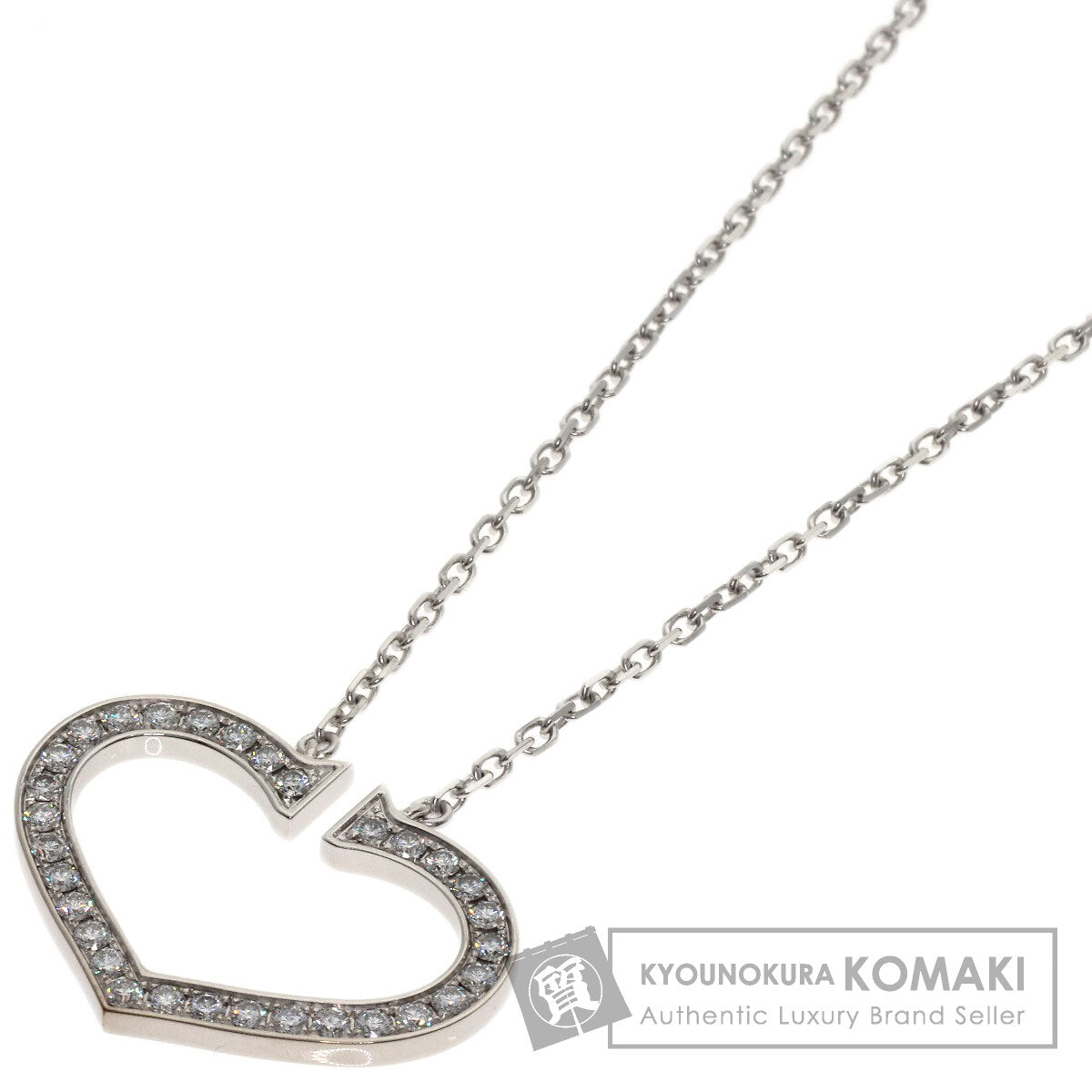 CARTIER C Heart Large Diamond Necklace K18 White Gold Ladies [Used]