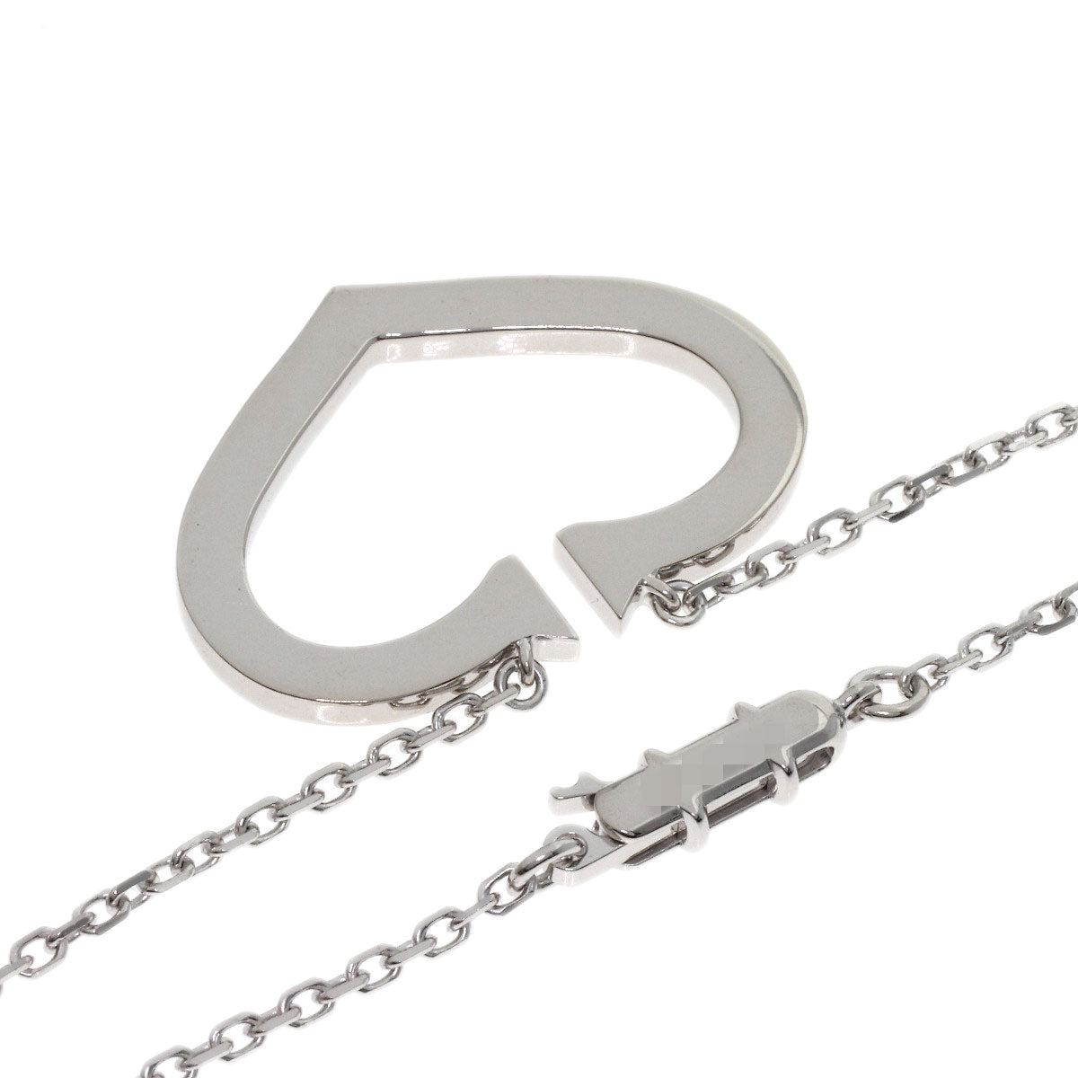 CARTIER C Heart Large Diamond Necklace K18 White Gold Ladies [Used]