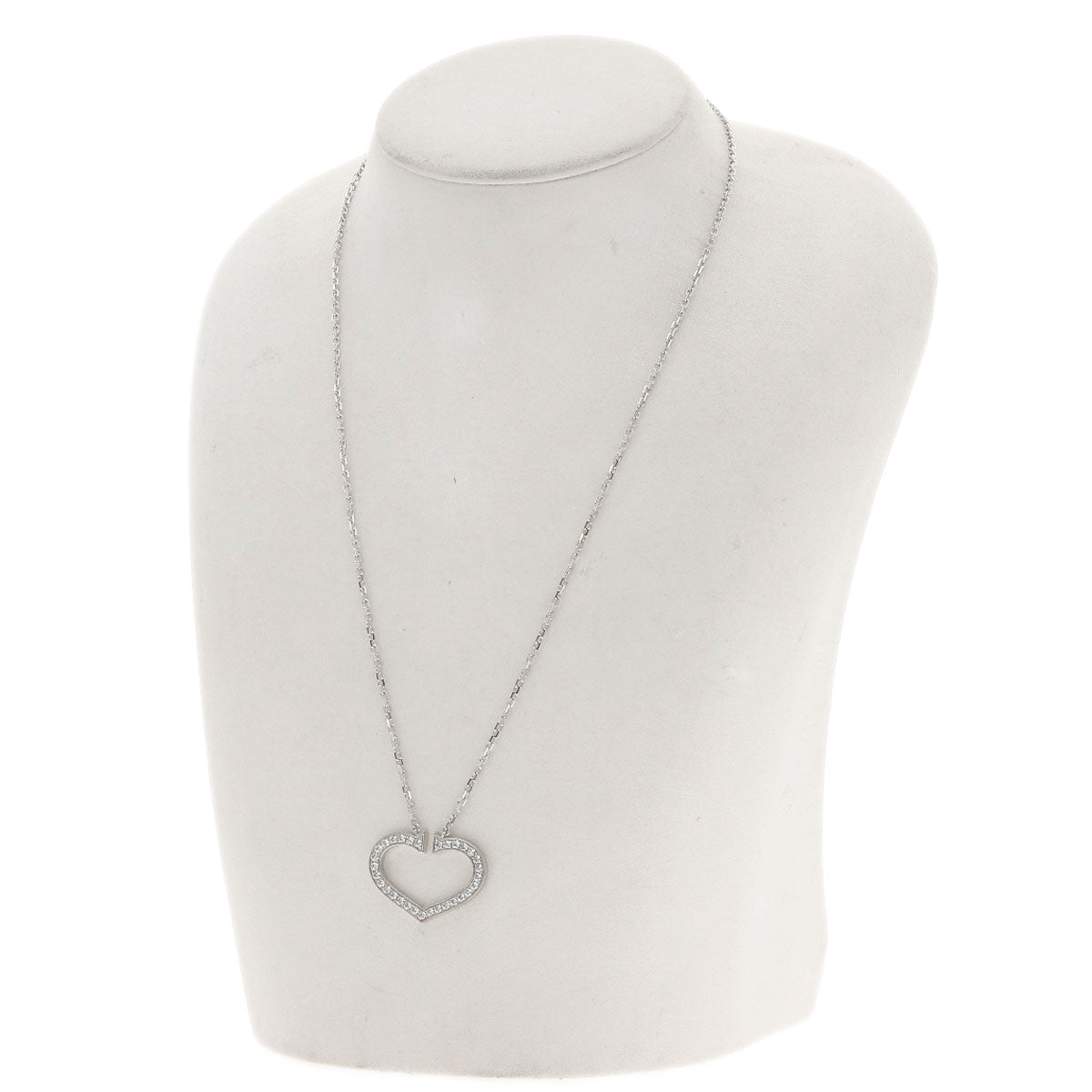CARTIER C Heart Large Diamond Necklace K18 White Gold Ladies [Used]