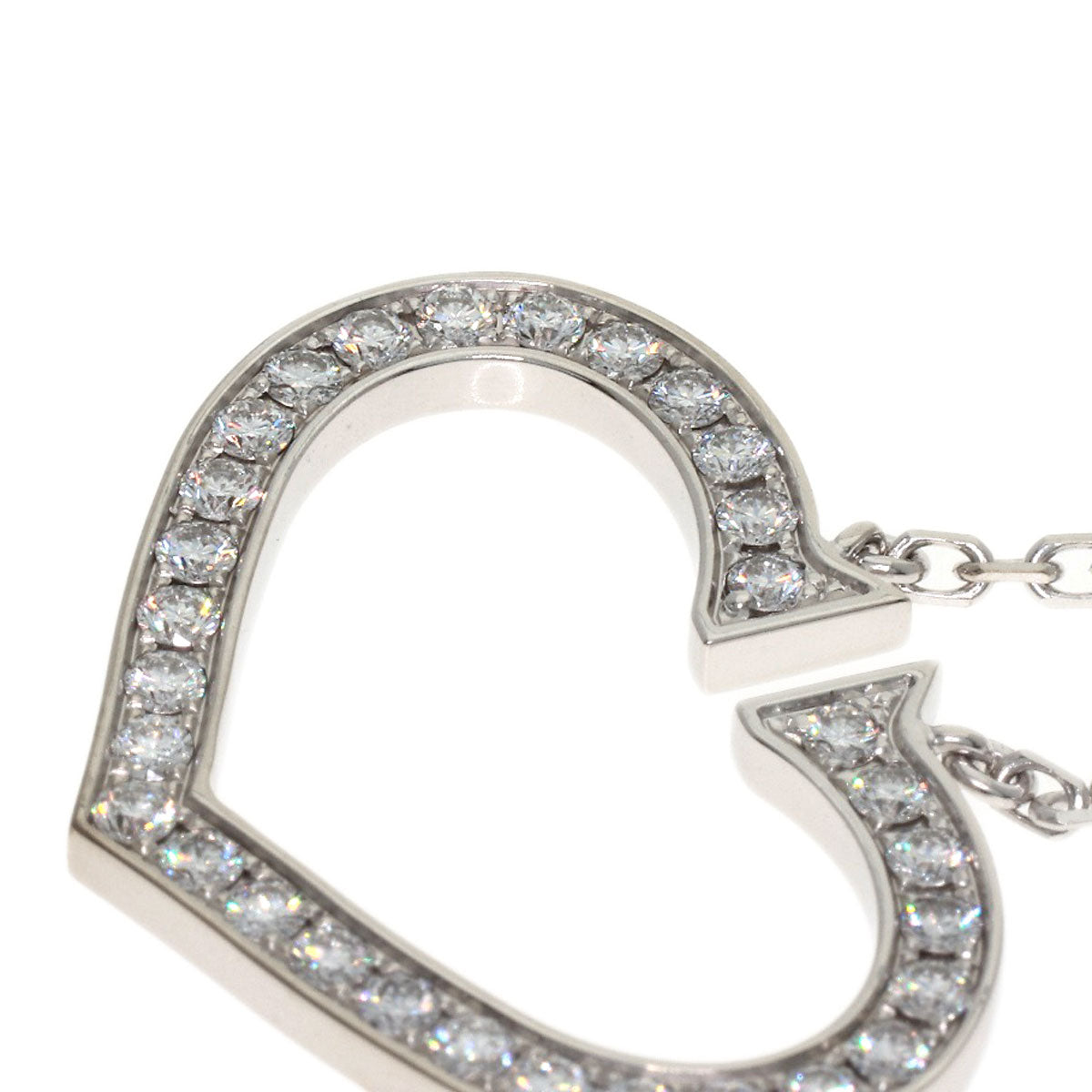 CARTIER C Heart Large Diamond Necklace K18 White Gold Ladies [Used]