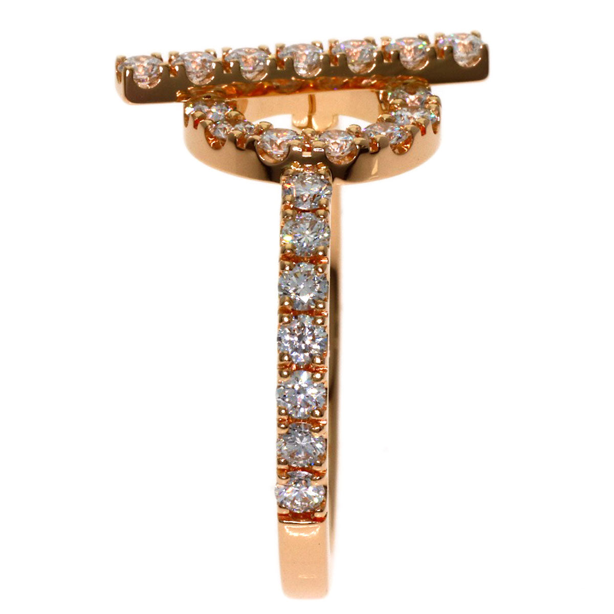 HERMES Finesse Diamond #52 Ring K18 Pink Gold Ladies [Used]