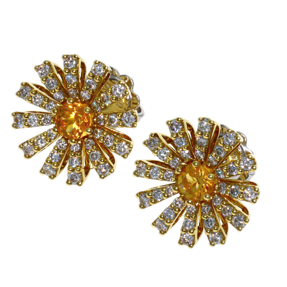Damiani Margherita Citrin Diamond earring K18 Yellow Gold K18 White GoldLadies [Used]
