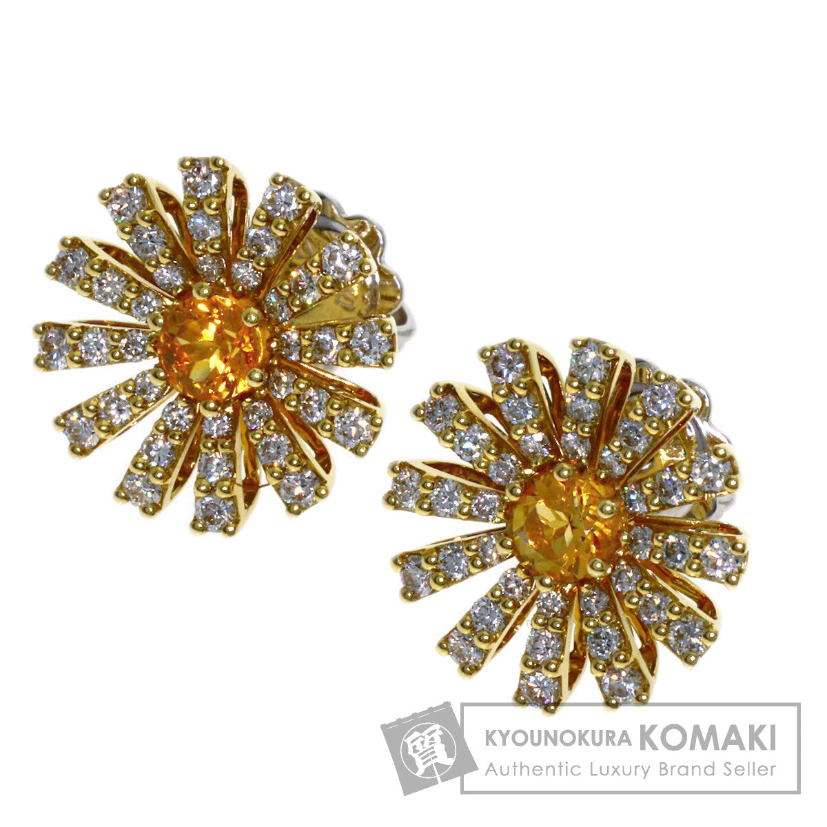 Damiani Margherita Citrin Diamond earring K18 Yellow Gold K18 White GoldLadies [Used]