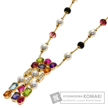 BVLGARI Allegra Multicolor Stone Pearl Pearl Diamond Necklace K18 Yellow Gold Ladies [Used]