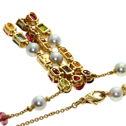 BVLGARI Allegra Multicolor Stone Pearl Pearl Diamond Necklace K18 Yellow Gold Ladies [Used]