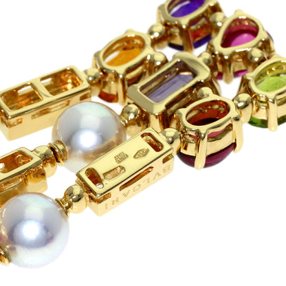 BVLGARI Allegra Multicolor Stone Pearl Pearl Diamond Necklace K18 Yellow Gold Ladies [Used]