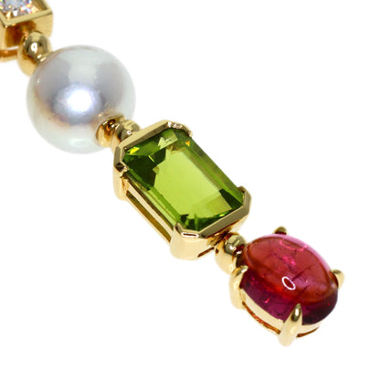 BVLGARI Allegra Multicolor Stone Pearl Pearl Diamond Necklace K18 Yellow Gold Ladies [Used]
