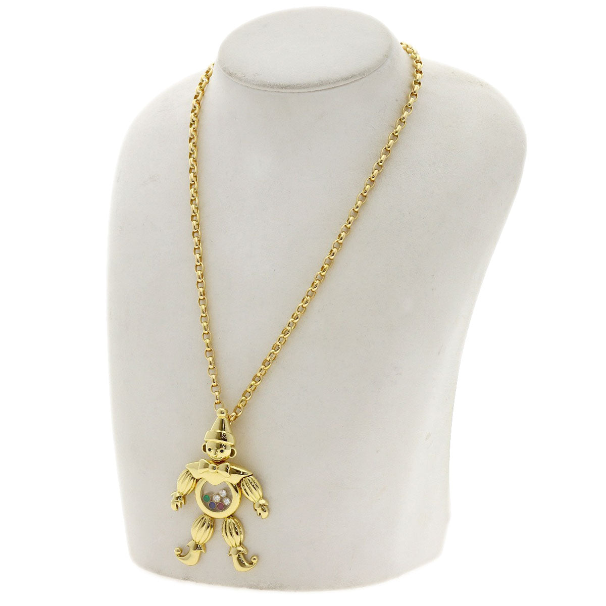 Chopard Happy Diamond Pierrot Ruby, Sapphire, Emerald Necklace K18 Yellow Gold Ladies [Used]