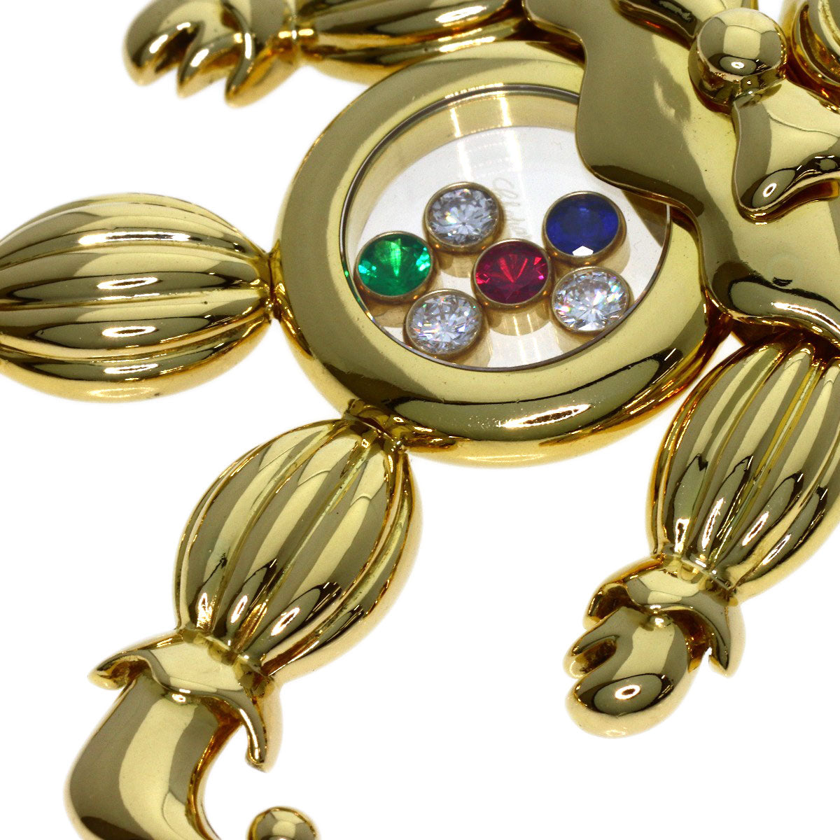 Chopard Happy Diamond Pierrot Ruby, Sapphire, Emerald Necklace K18 Yellow Gold Ladies [Used]