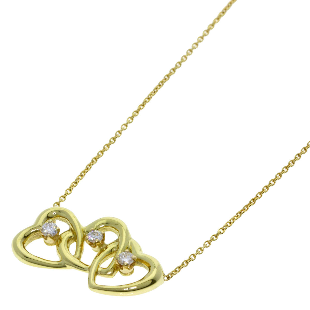 TIFFANY&Co. Triple Heart 3P Diamond Necklace K18 Yellow Gold Ladies [Used]