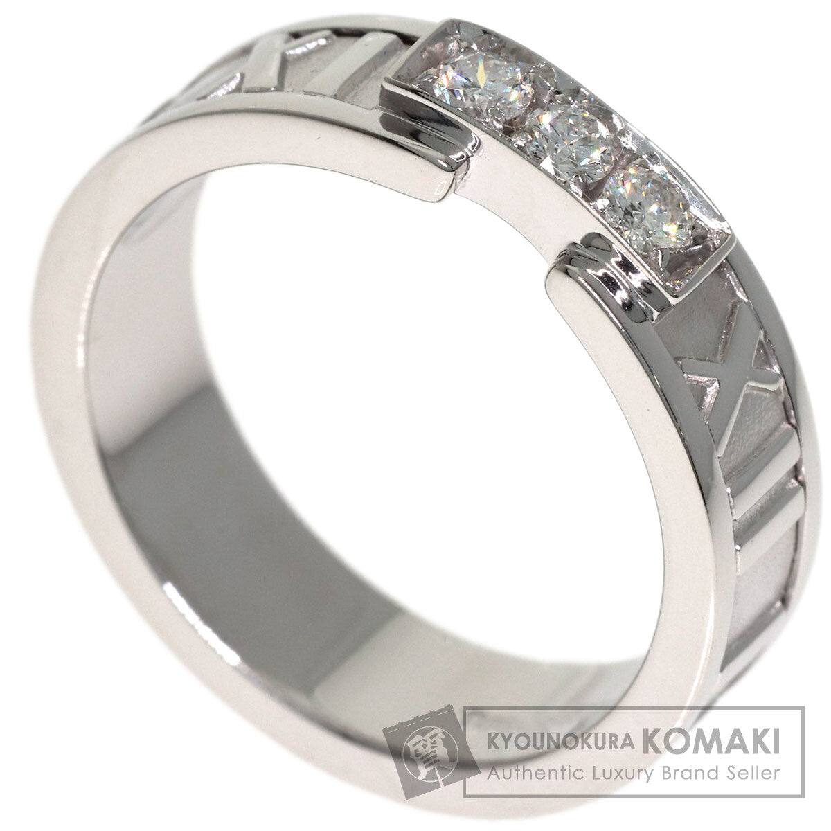 TIFFANY&Co. Atlas 3P Diamond Ring K18 White Gold Ladies [Used]