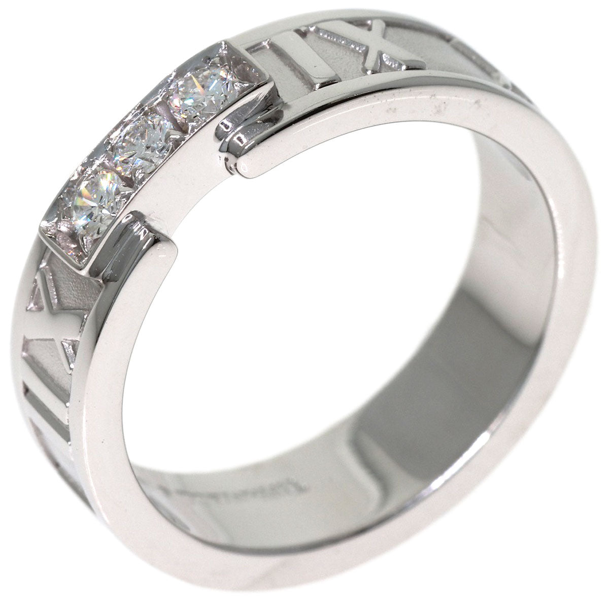 TIFFANY&Co. Atlas 3P Diamond Ring K18 White Gold Ladies [Used]