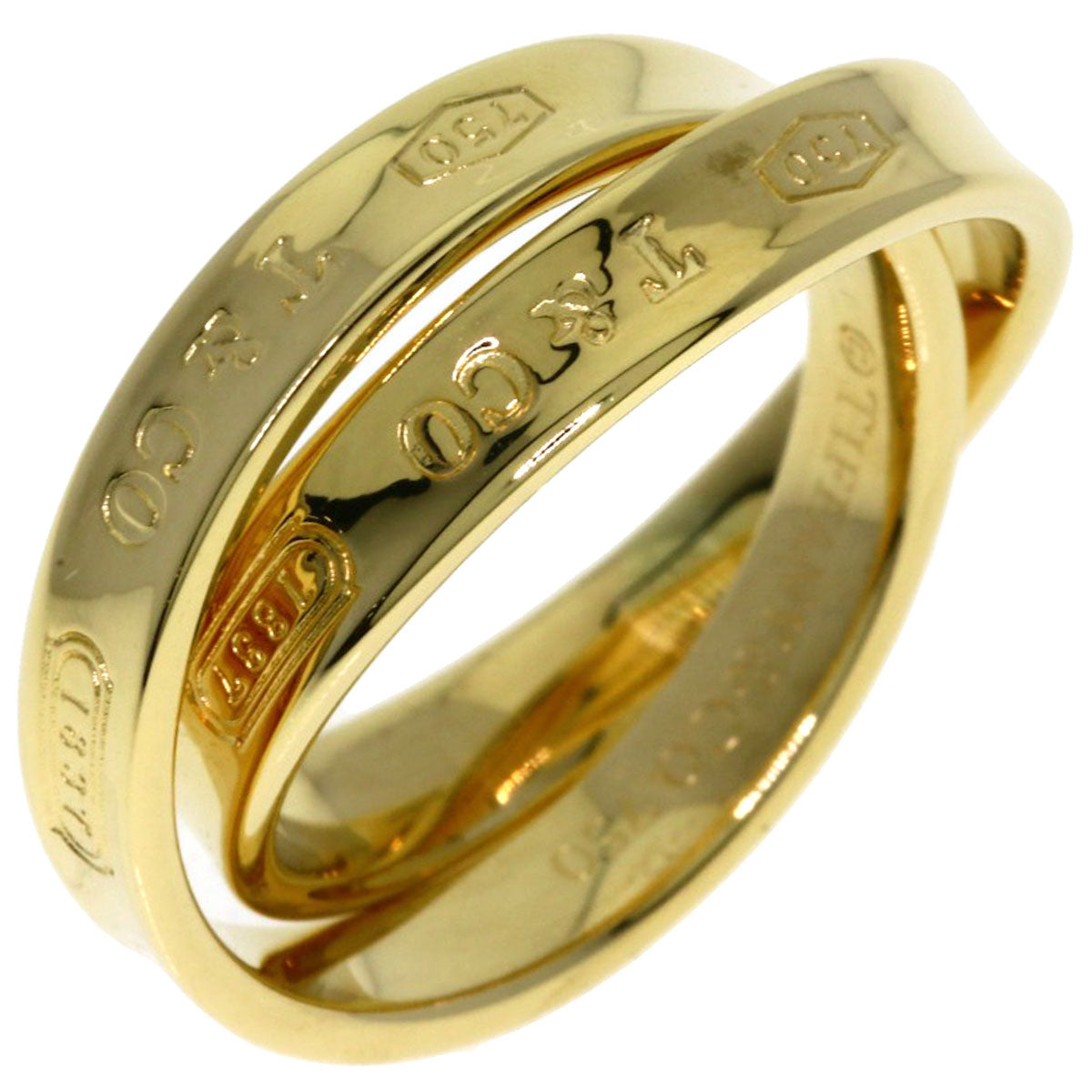 TIFFANY&Co. 1837 Interlocking Circle Ring K18 Yellow Gold Ladies [Used]