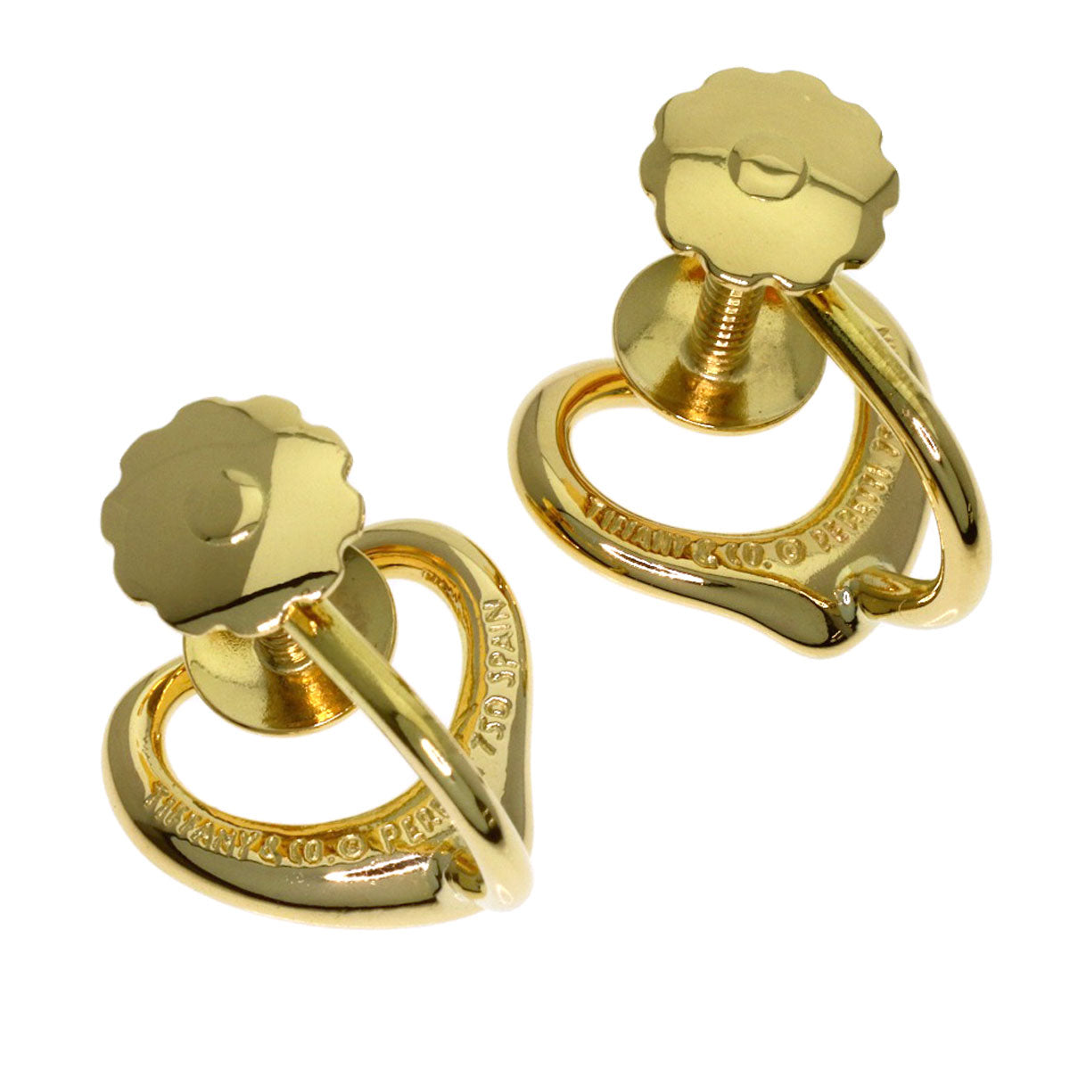 TIFFANY&Co. Open heart Earring K18 Yellow Gold Ladies [Used]