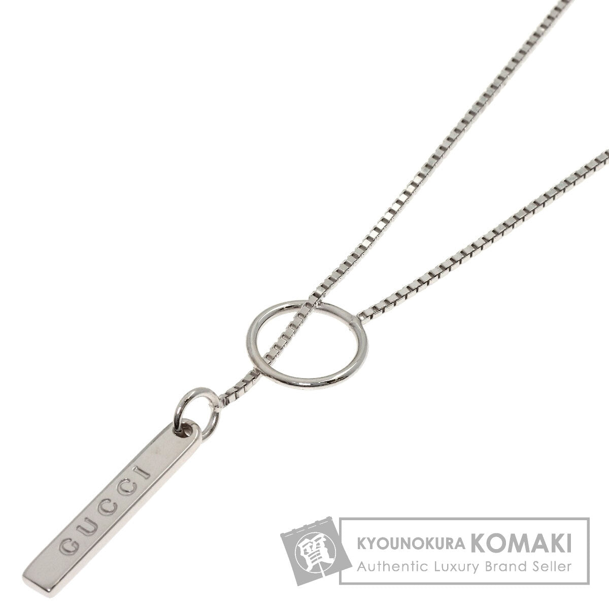 GUCCI lariat Necklace K18 White Gold Ladies [Used]