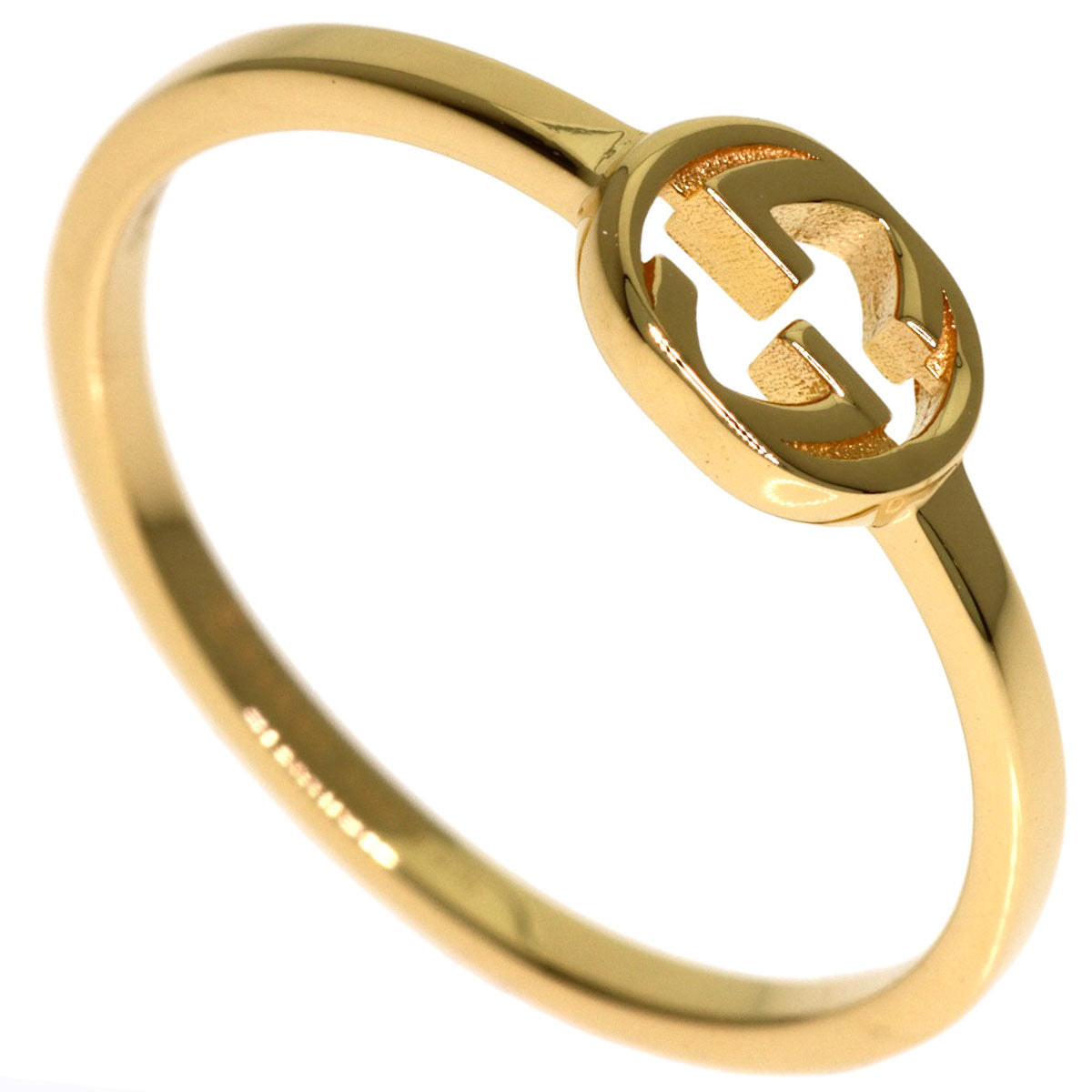 GUCCI Interlocking paving #8 Ring K18 Yellow Gold Ladies [Used]