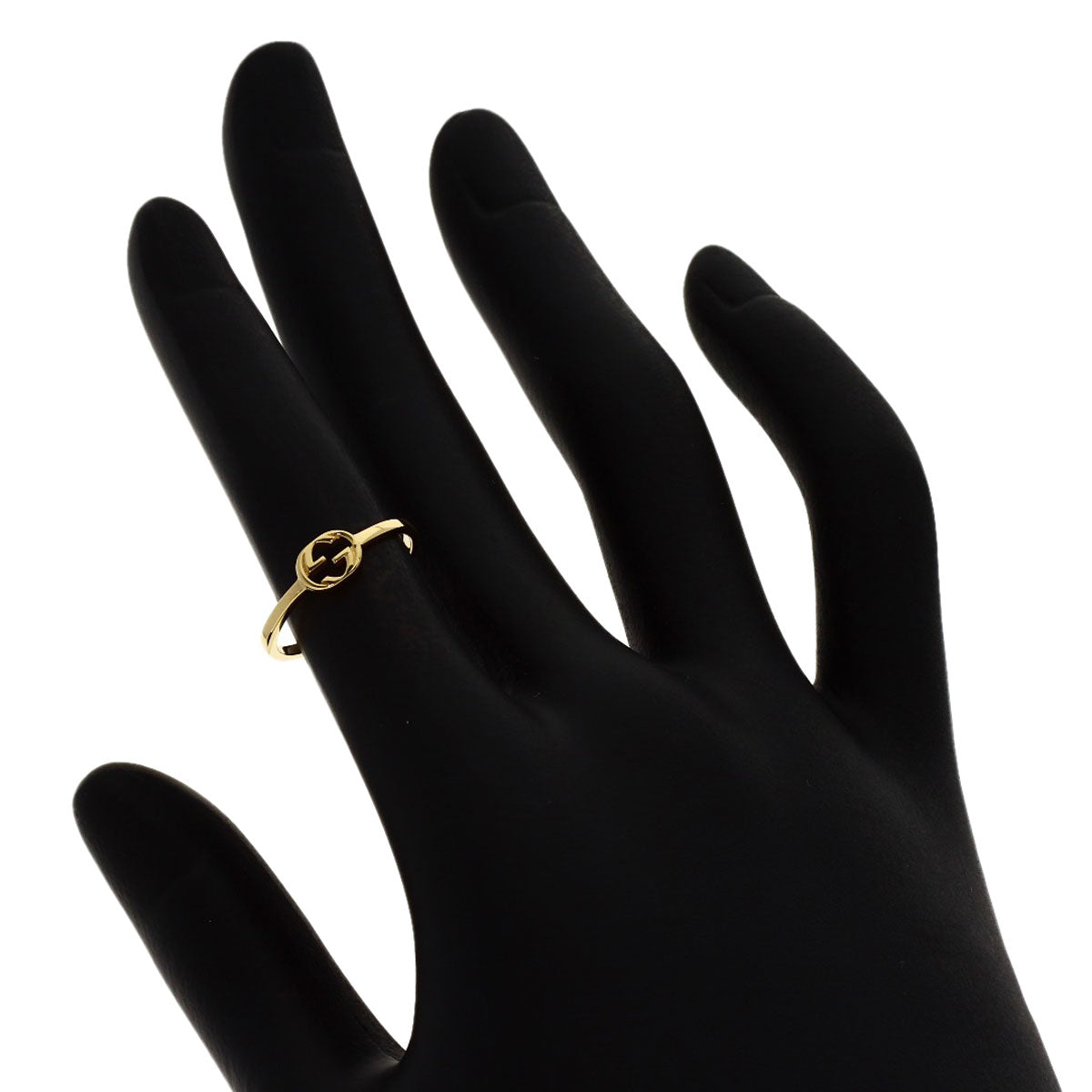 GUCCI Interlocking paving #8 Ring K18 Yellow Gold Ladies [Used]