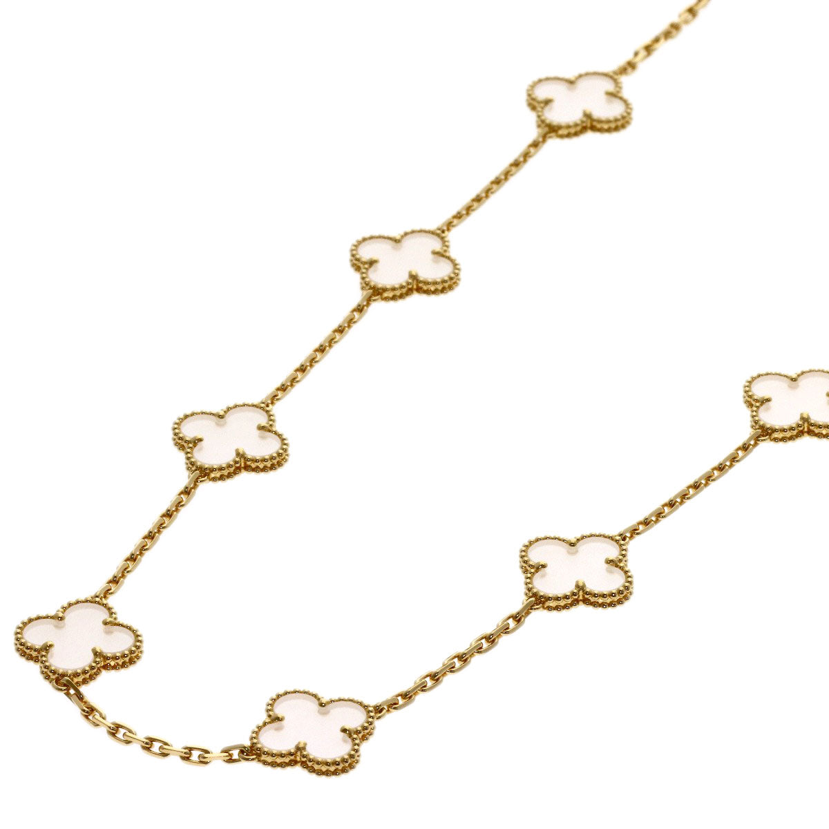 Van Cleef & Arpels Vintage Alhambra Rock Crystal 20P Necklace K18 Yellow Gold Ladies [Used]