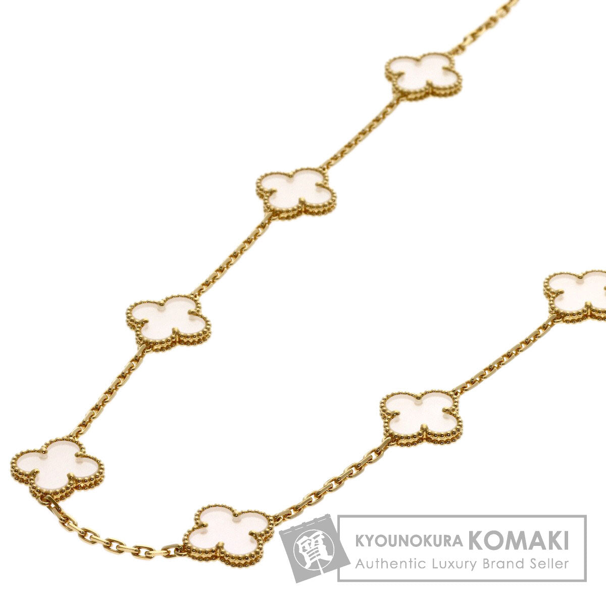 Van Cleef & Arpels Vintage Alhambra Rock Crystal 20P Necklace K18 Yellow Gold Ladies [Used]