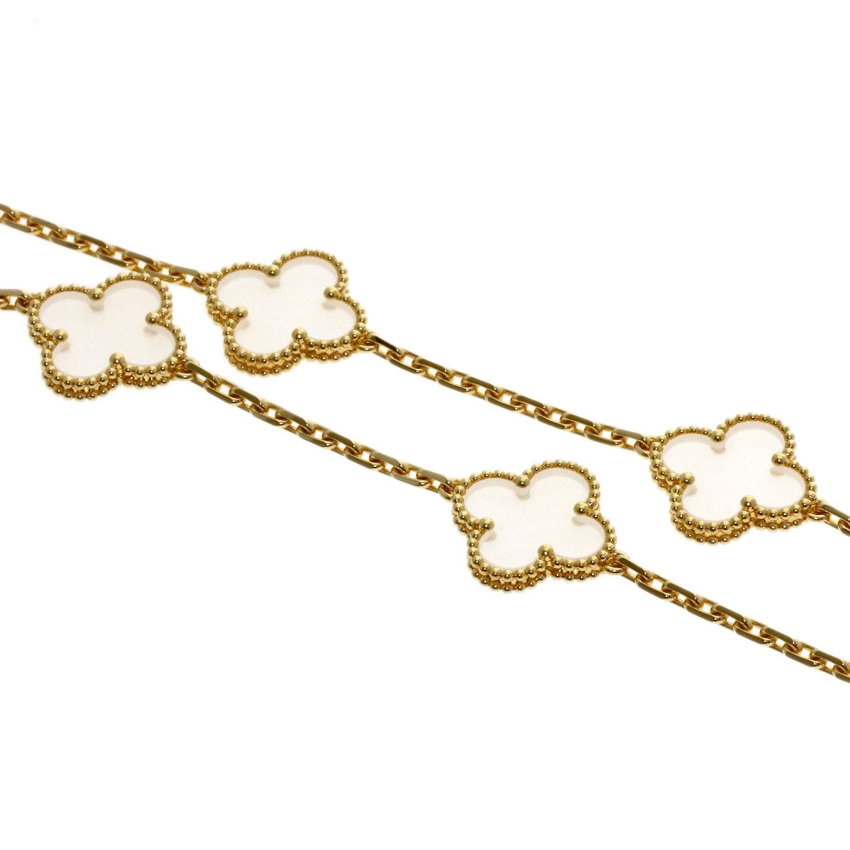 Van Cleef & Arpels Vintage Alhambra Rock Crystal 20P Necklace K18 Yellow Gold Ladies [Used]