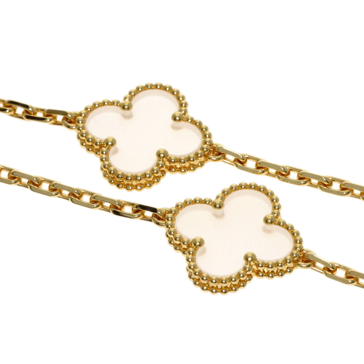Van Cleef & Arpels Vintage Alhambra Rock Crystal 20P Necklace K18 Yellow Gold Ladies [Used]