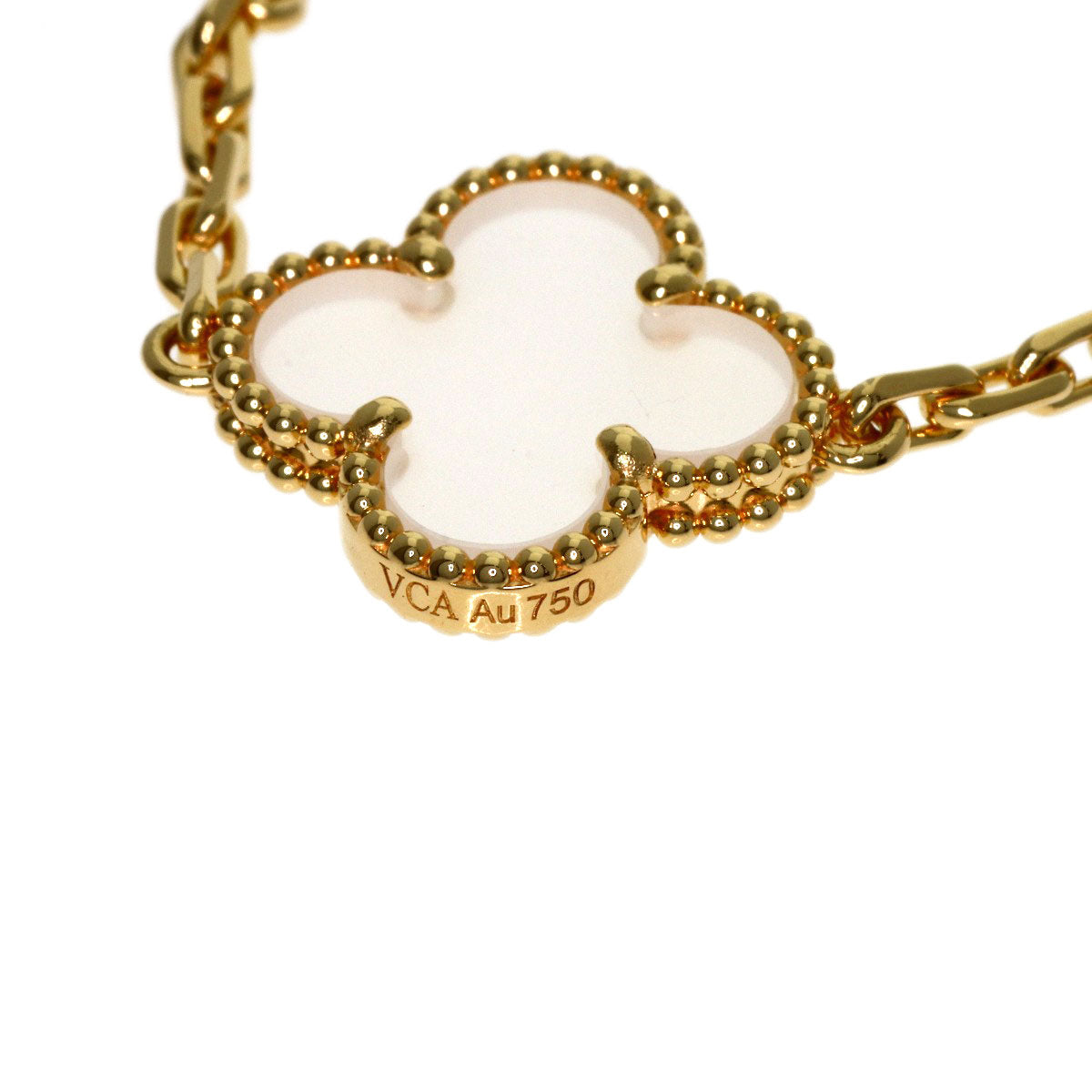 Van Cleef & Arpels Vintage Alhambra Rock Crystal 20P Necklace K18 Yellow Gold Ladies [Used]
