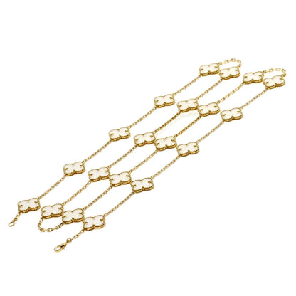 Van Cleef & Arpels Vintage Alhambra Rock Crystal 20P Necklace K18 Yellow Gold Ladies [Used]