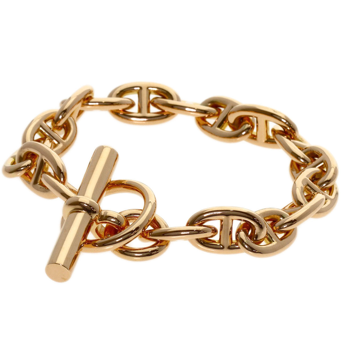 HERMES Shane Dunkle PM 17 frames Bracelet K18 Pink Gold Ladies [Used]