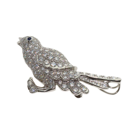 TIFFANY&Co. Bird motif diamond sapphire Brooch Platinum PT950 Ladies [Used]