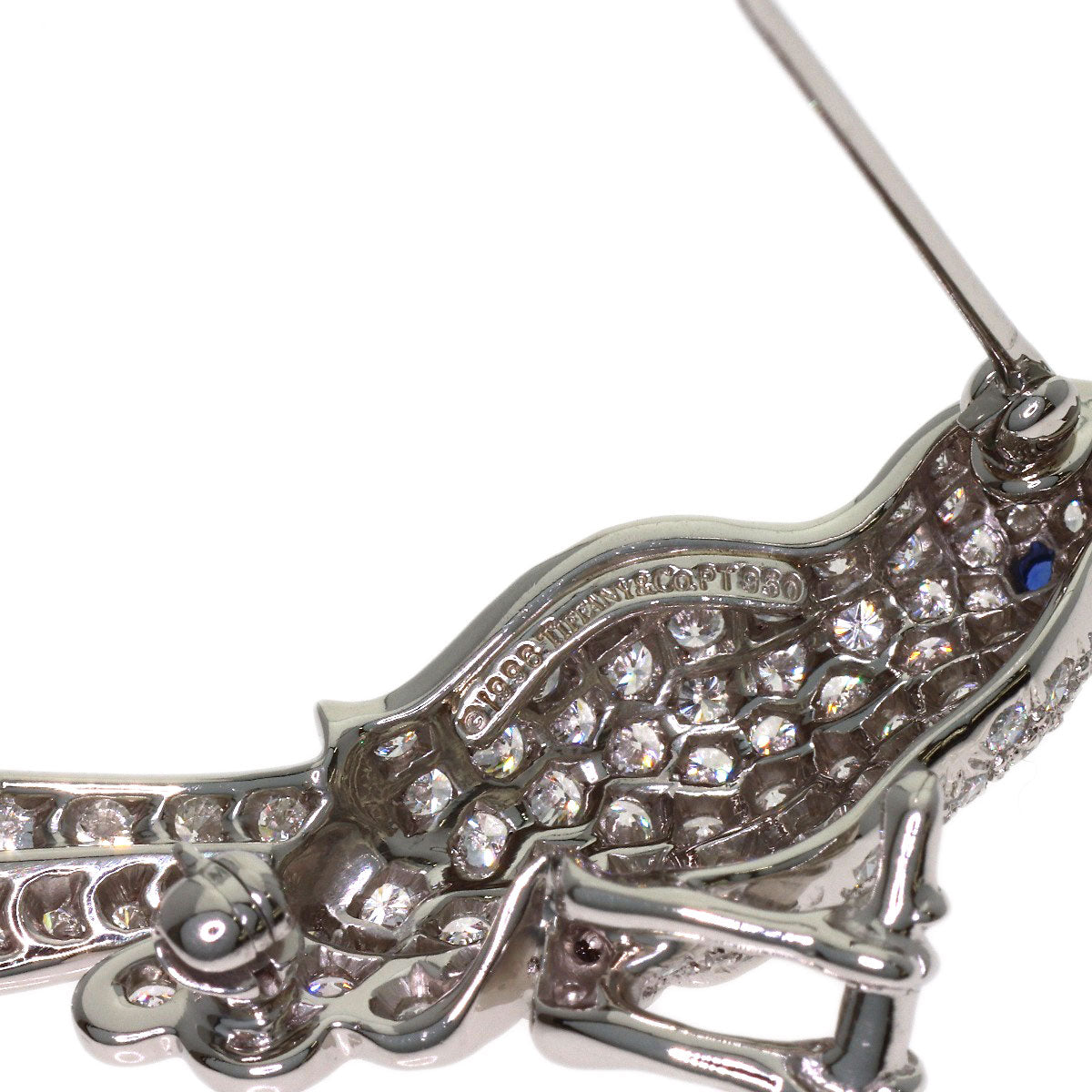 TIFFANY&Co. Bird motif diamond sapphire Brooch Platinum PT950 Ladies [Used]