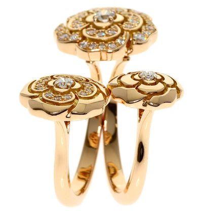 CHANEL Camellia W-Open Diamond 2WAY Ring K18 Pink Gold Ladies [Used]