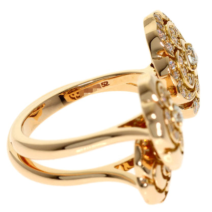 CHANEL Camellia W-Open Diamond 2WAY Ring K18 Pink Gold Ladies [Used]