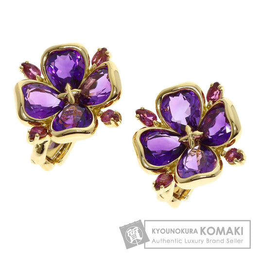 CHANEL Amethyst Garnet Earring K18 Yellow Gold Ladies [Used]