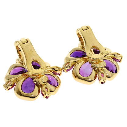 CHANEL Amethyst Garnet Earring K18 Yellow Gold Ladies [Used]