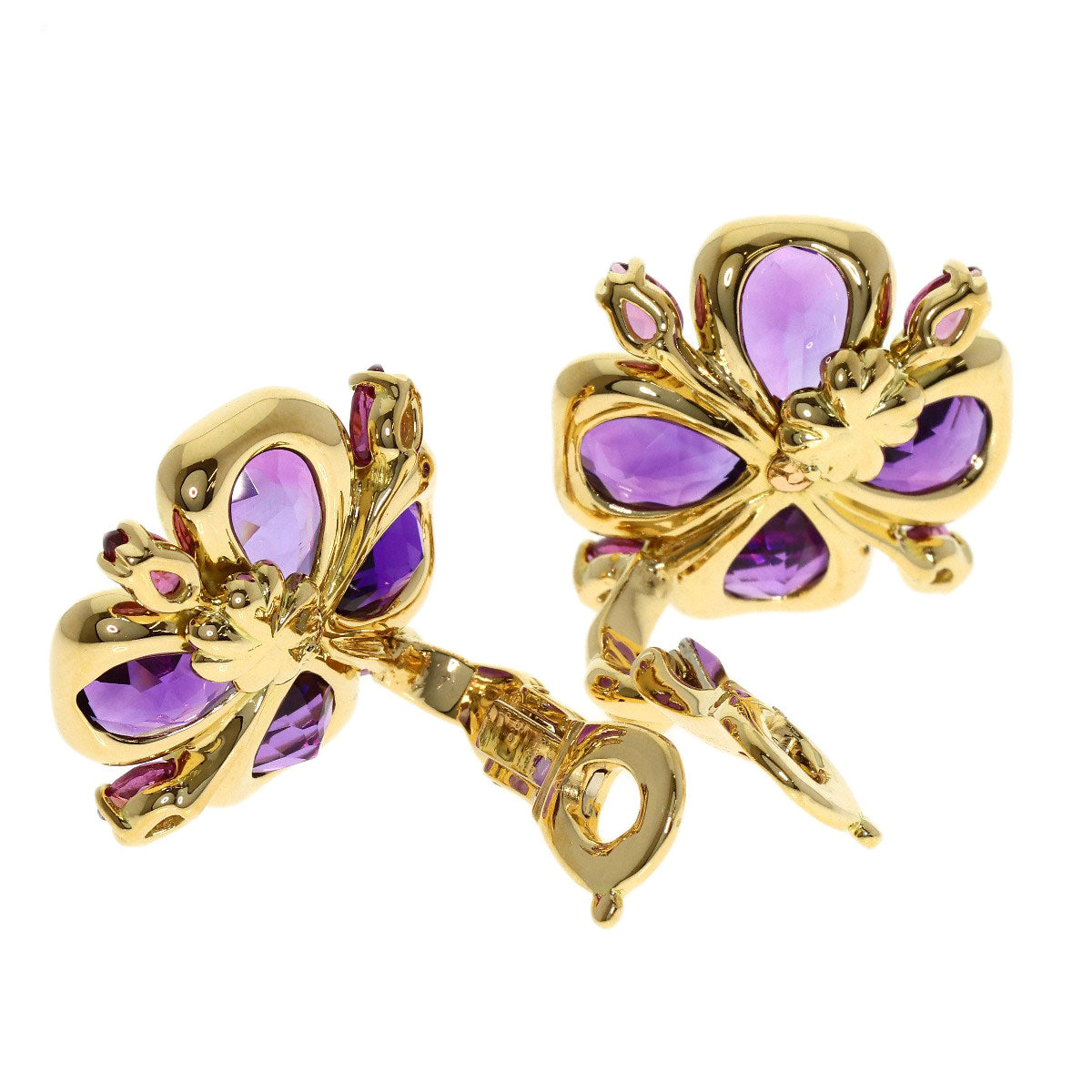 CHANEL Amethyst Garnet Earring K18 Yellow Gold Ladies [Used]
