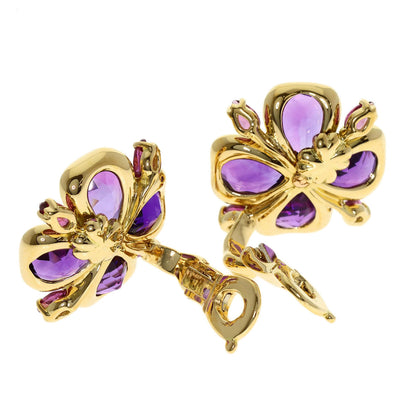 CHANEL Amethyst Garnet Earring K18 Yellow Gold Ladies [Used]