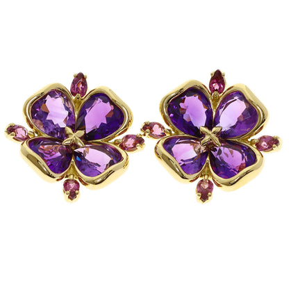 CHANEL Amethyst Garnet Earring K18 Yellow Gold Ladies [Used]