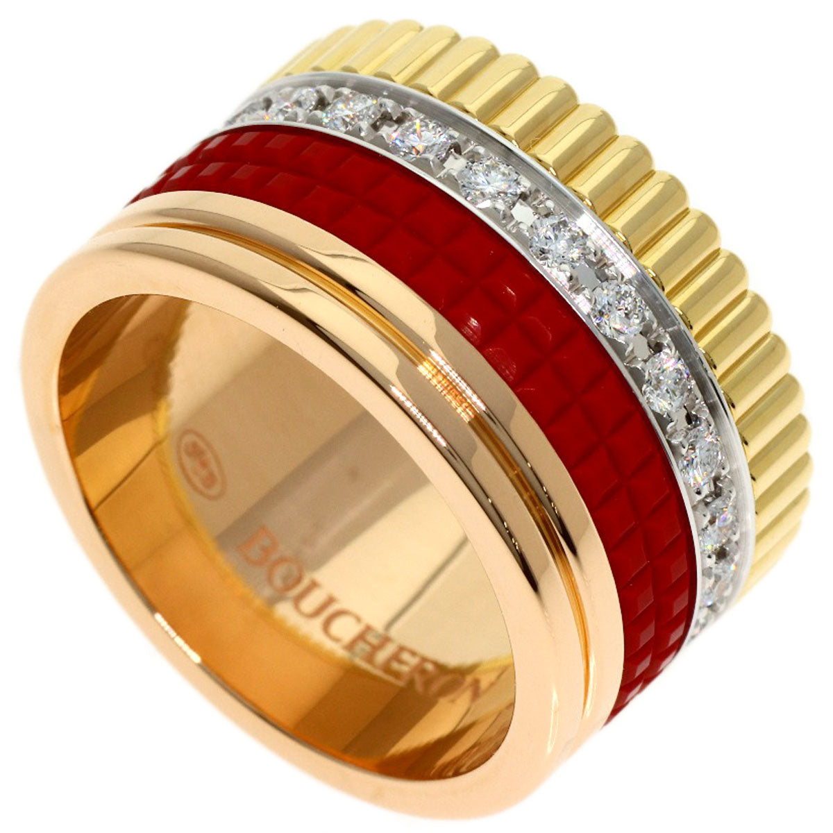 Boucheron Quatre Red Diamond Diamond Ring K18 Yellow Gold K18 White GoldLadies [Used]