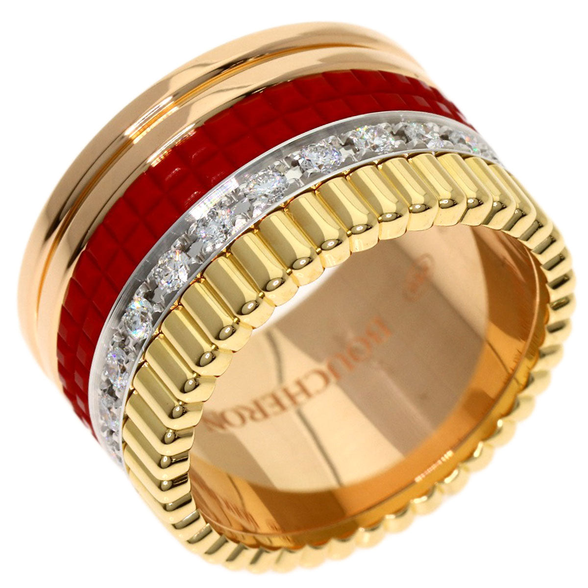 Boucheron Quatre Red Diamond Diamond Ring K18 Yellow Gold K18 White GoldLadies [Used]