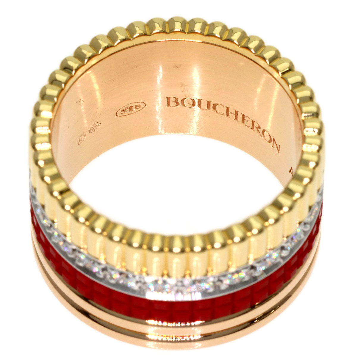 Boucheron Quatre Red Diamond Diamond Ring K18 Yellow Gold K18 White GoldLadies [Used]